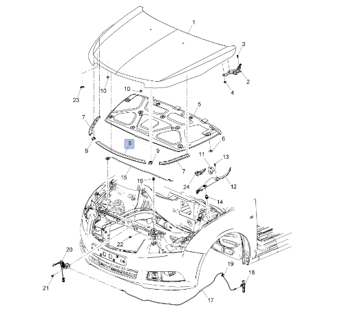Chevrolet Cruze Motor Kaputu Ön Orta Lastiği [Orijinal GM]